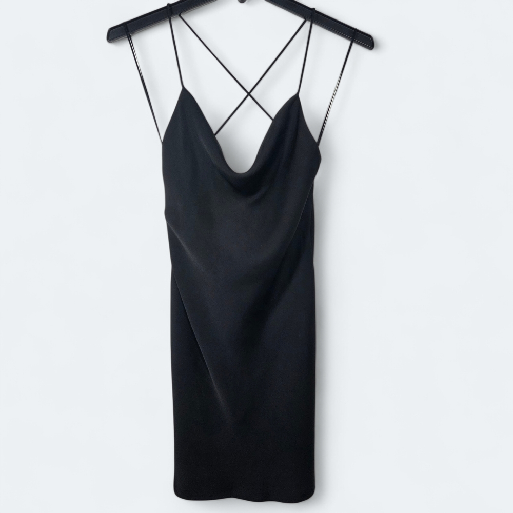 Nasty Gal Black Cowl Back Mini Slip Dress Size Small